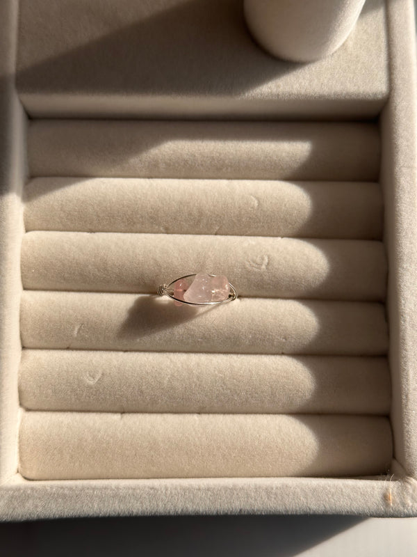 Rose Quartz Sterling SilverWire Ring
