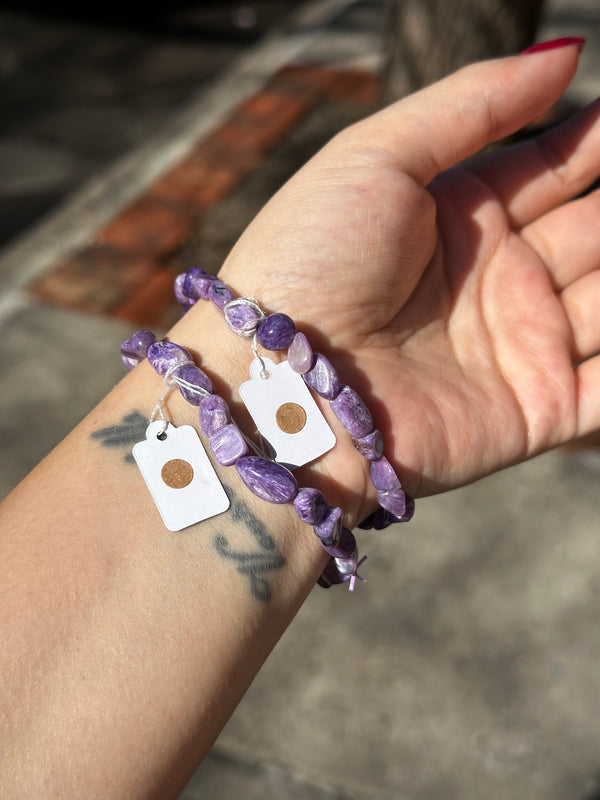 Charoite Raw Elastic Bracelet