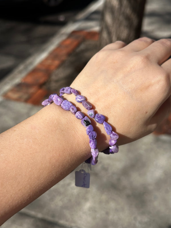 Charoite Raw Elastic Bracelet