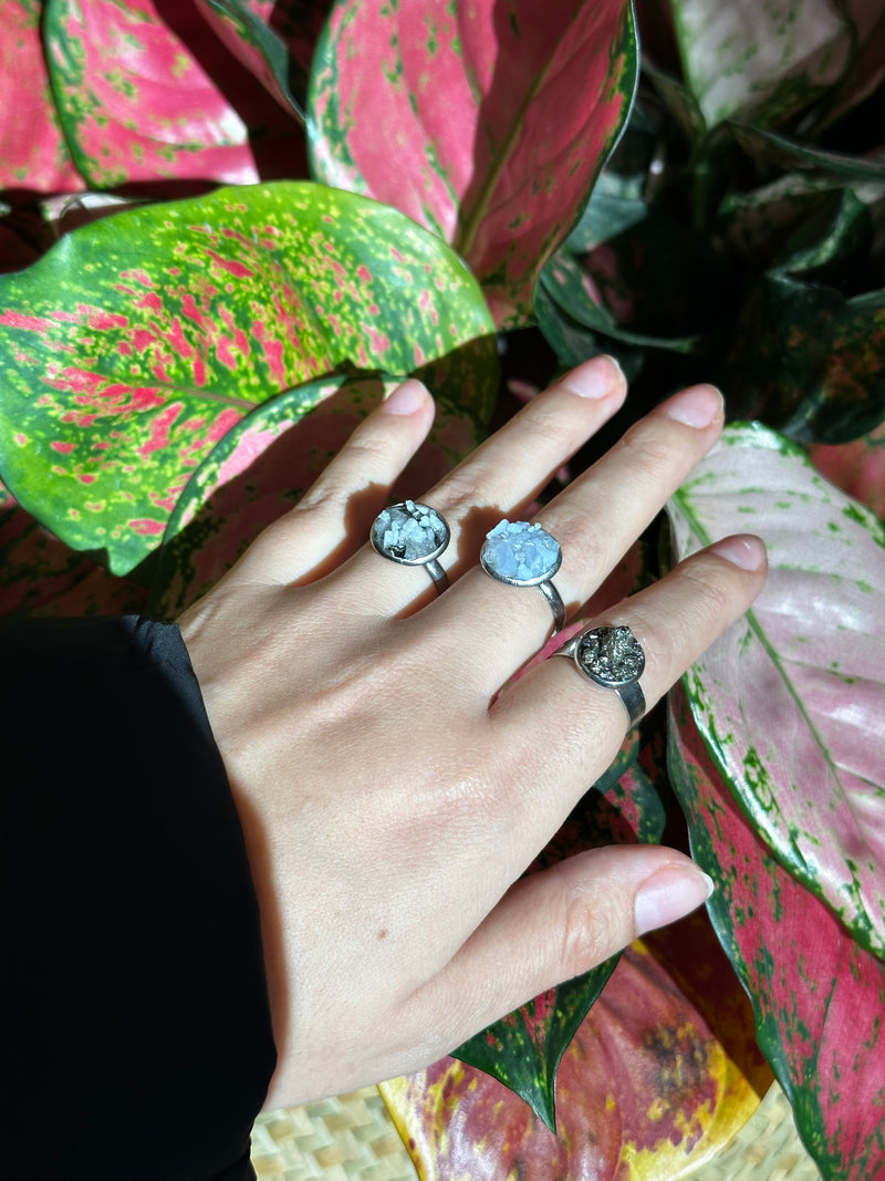 Moonstone or Blue Lace Agate Stainless Steel Adjustable Ring