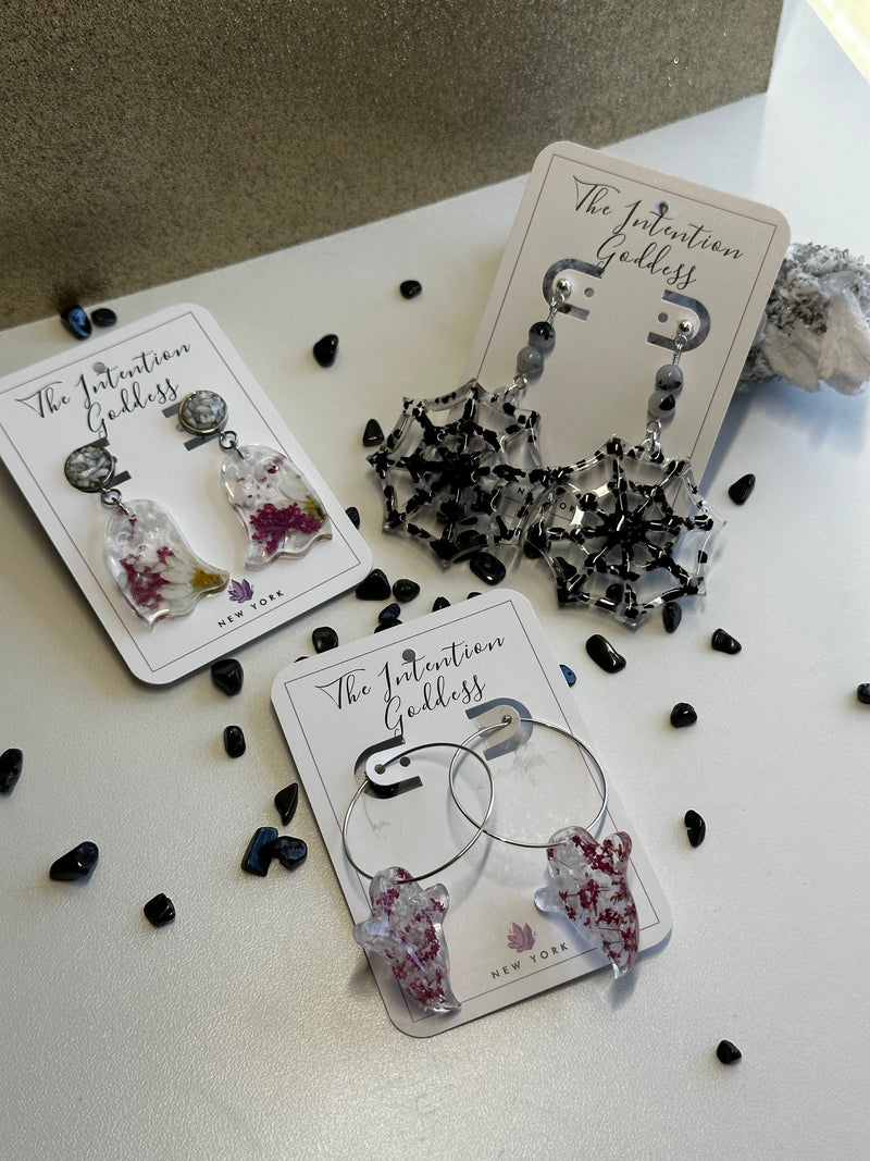 “Once upon a web” Black Tourmaline Earrings