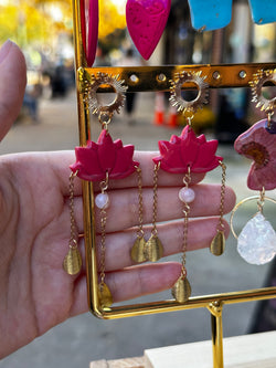 “Lotus Dream” Flower Agate Earrings