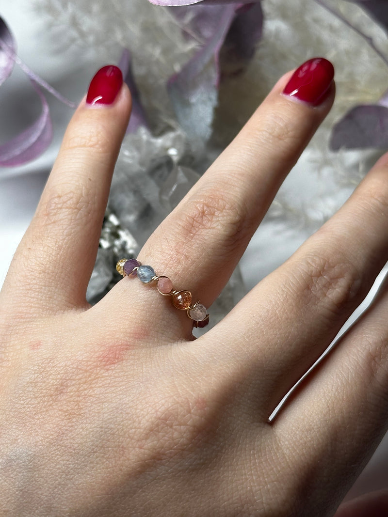 Chakra Gemstones Silver or Gold Filled Wire Ring