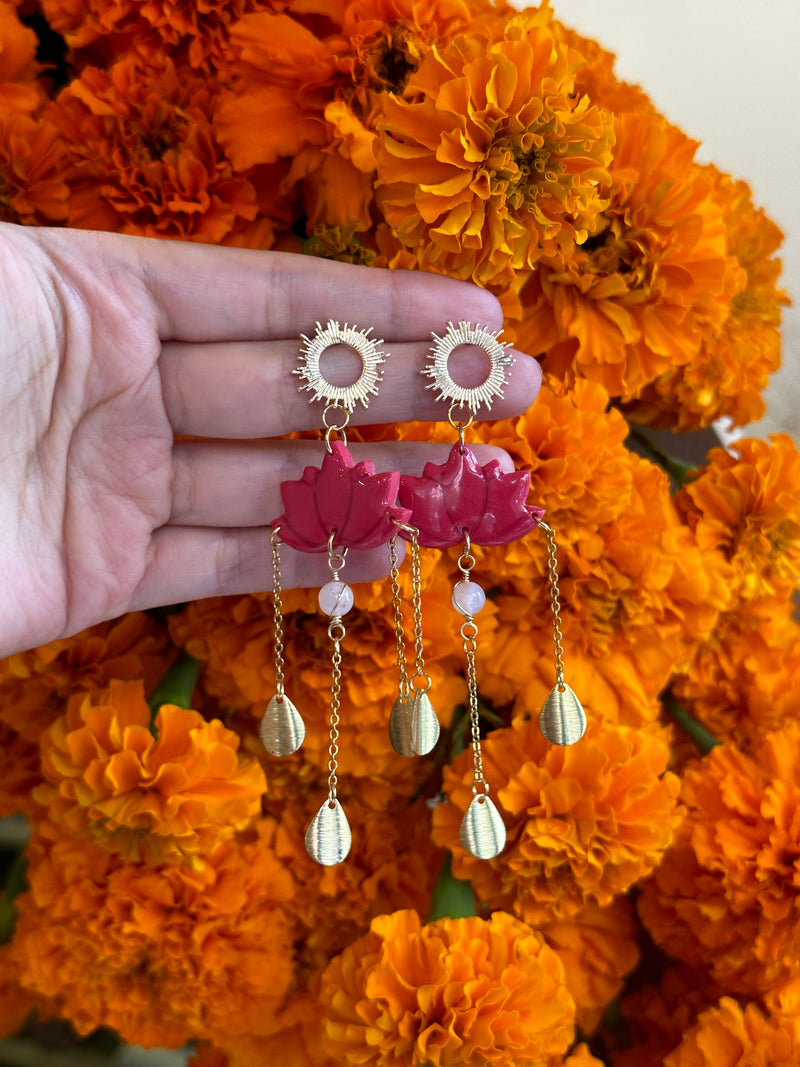 “Lotus Dream” Flower Agate Earrings