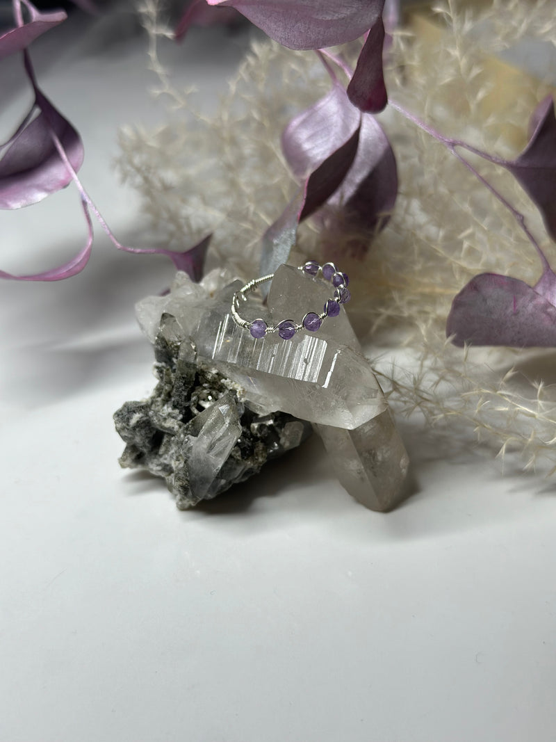 Purple Amethyst Sterling Silver or Gold Filled Wire Ring