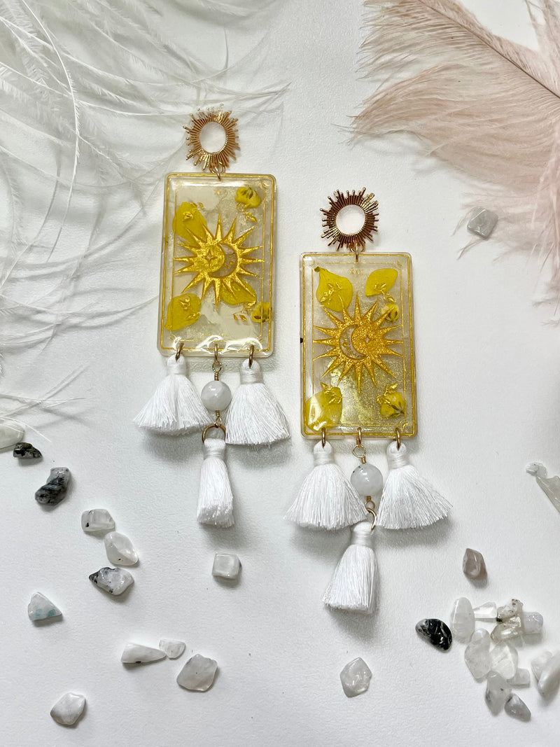 "The Moon" or “The Sun” Tarot Card Moonstone Earrings