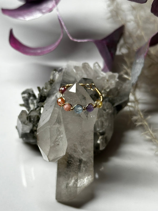 Chakra Gemstones Silver or Gold Filled Wire Ring