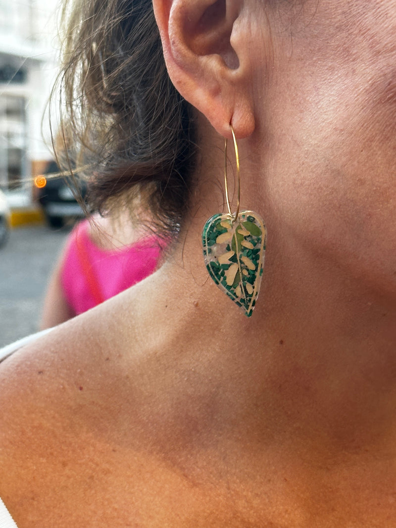 “Leaf Hoop” Malachite & Rhodochrosite Hoops
