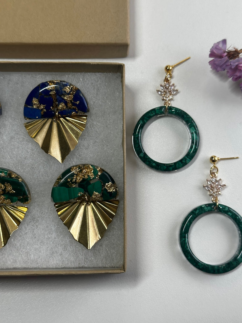 “The Valentina” Malachite Earrings