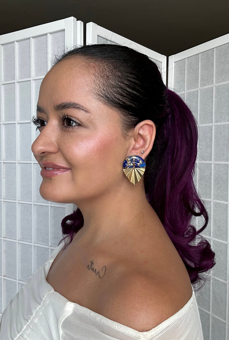 “Eleganza" Malachite & Lapis Lazuli Studs