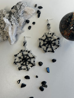 “Once upon a web” Black Tourmaline Earrings