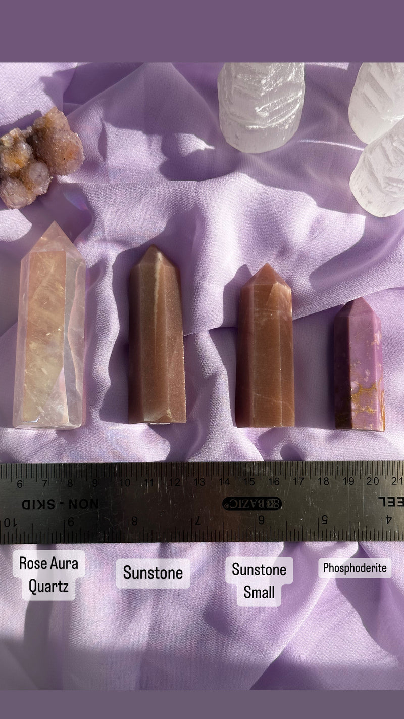 Angel Aura Quartz, Sunstone & Phosphoderite Towers