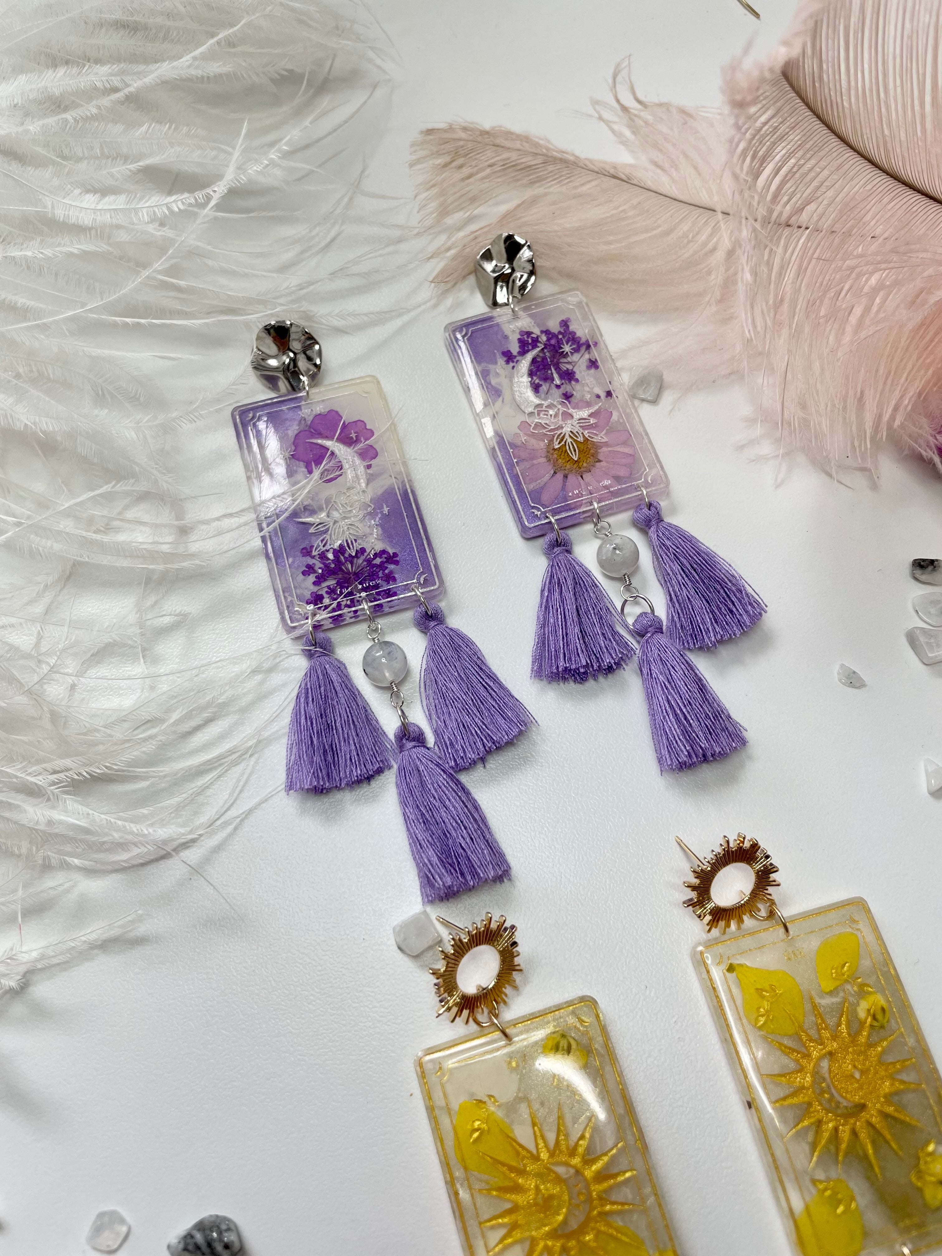"The Moon" or “The Sun” Tarot Card Moonstone Earrings