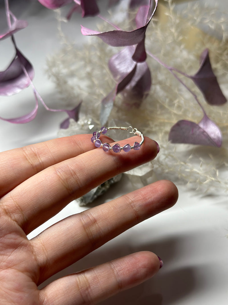 Purple Amethyst Sterling Silver or Gold Filled Wire Ring