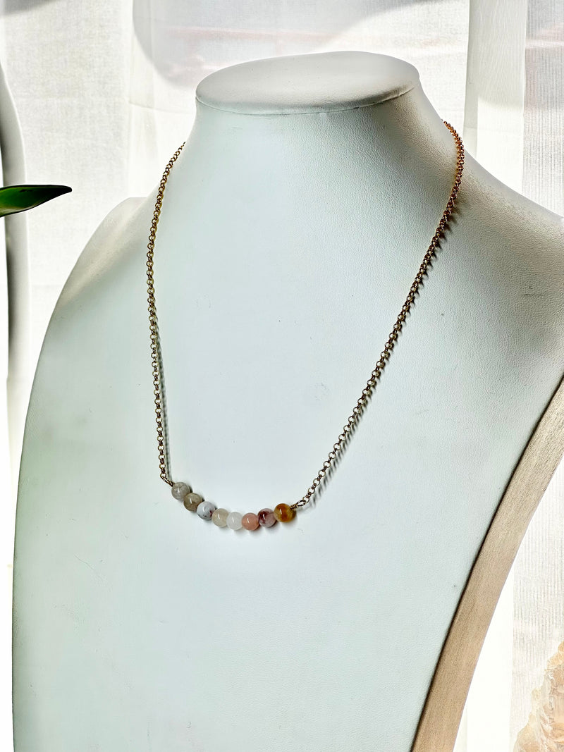 Flower Agate Gold Filled Necklace