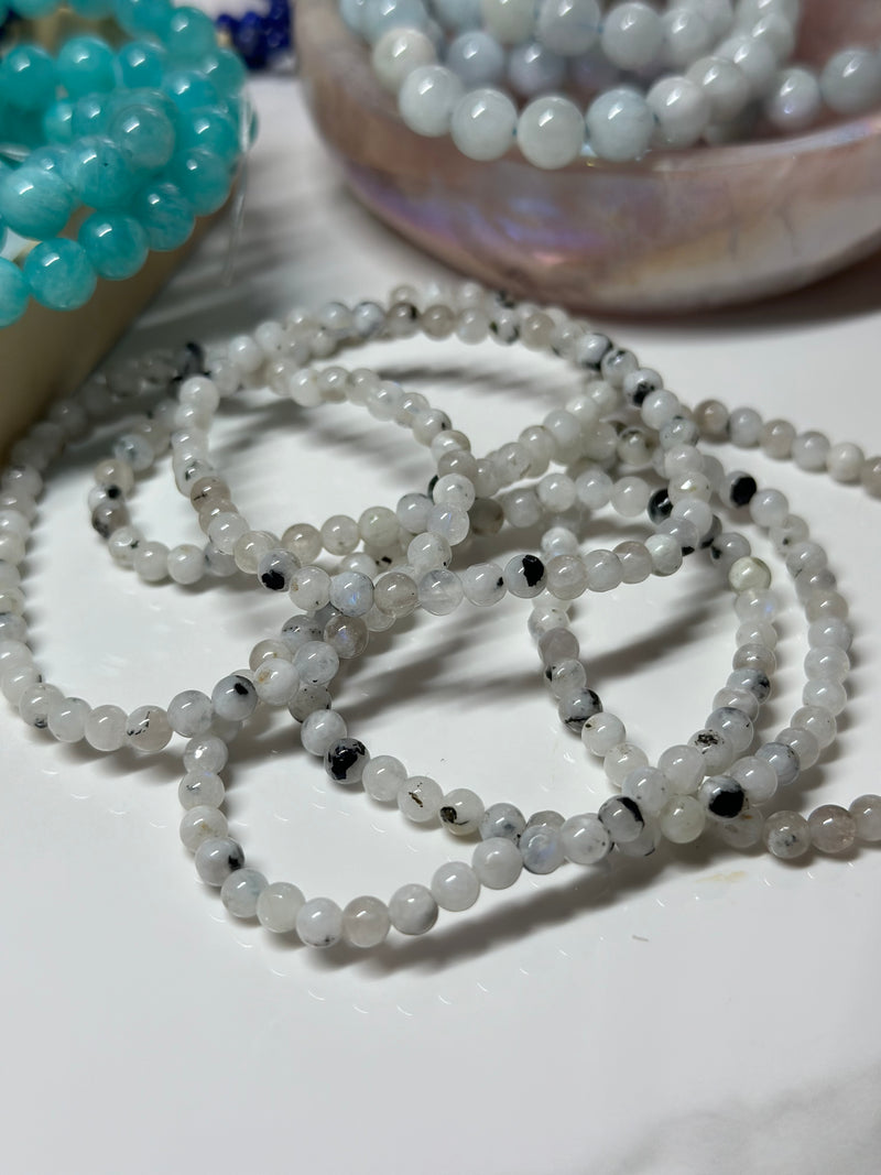 Rainbow Moonstone 5mm- Adjustable Elastic Bracelet