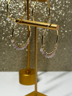 Kunzite Water Resistant Gold Filled Wire Hoops