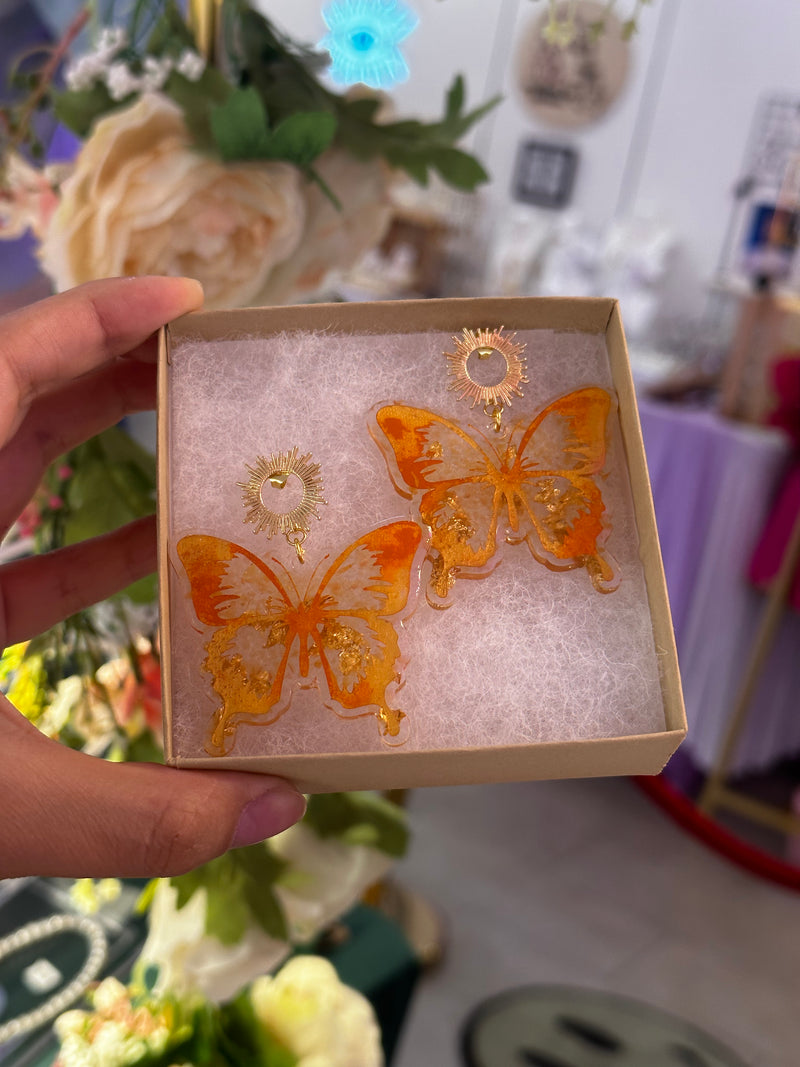 “The Fire Butterfly” Sun and Butterfly Earrings
