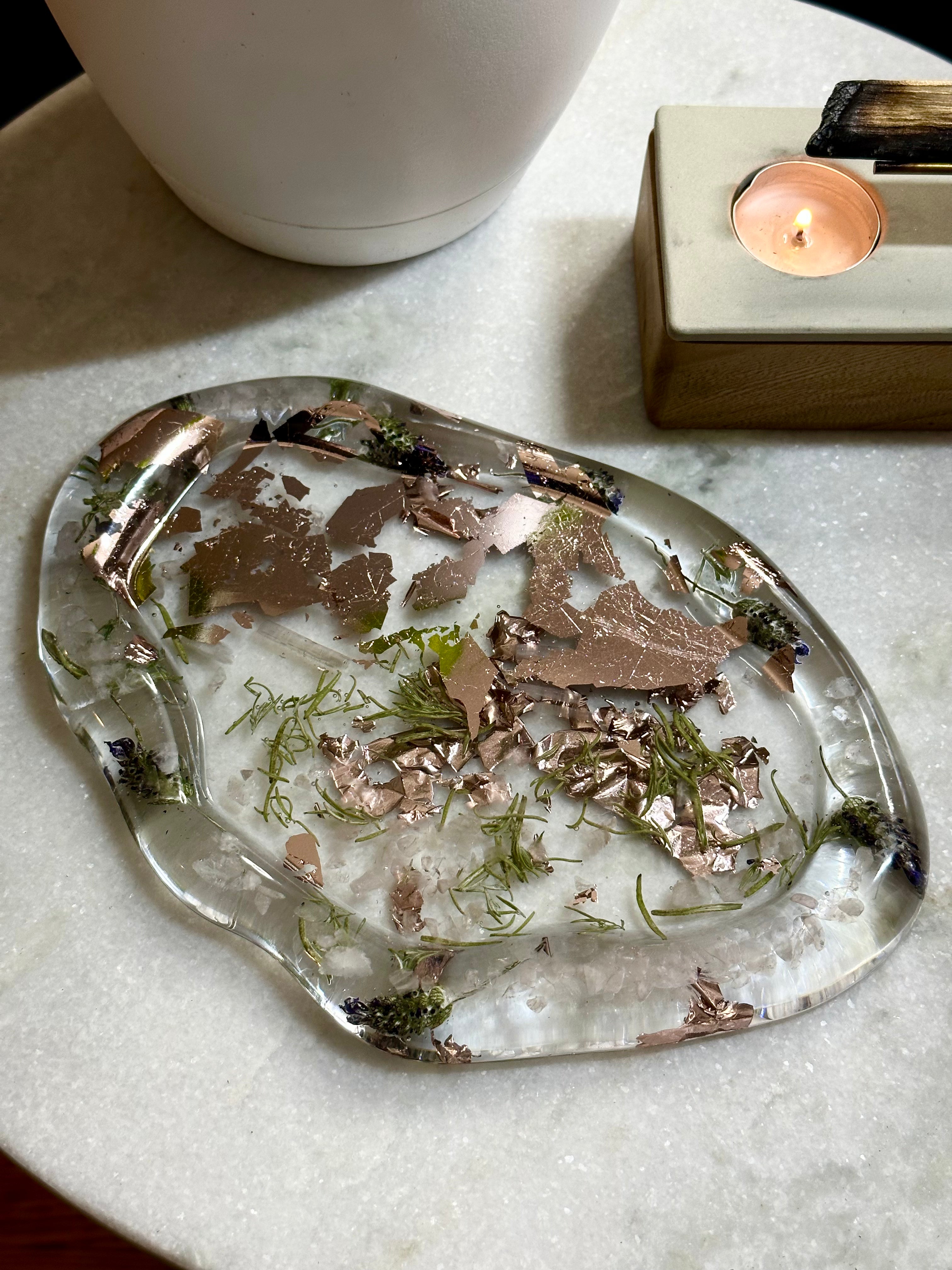 “On the Clouds” Rose Quartz, Selenite & Lavender Tray
