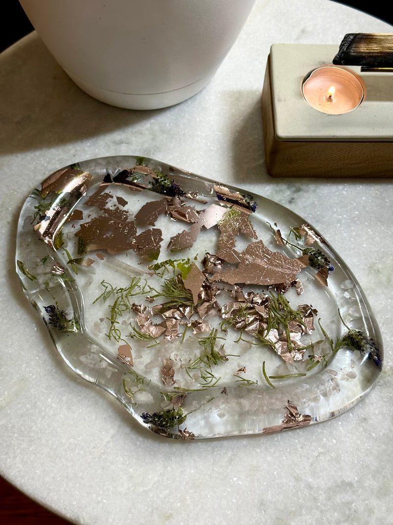 “On the Clouds” Rose Quartz, Selenite & Lavender Tray