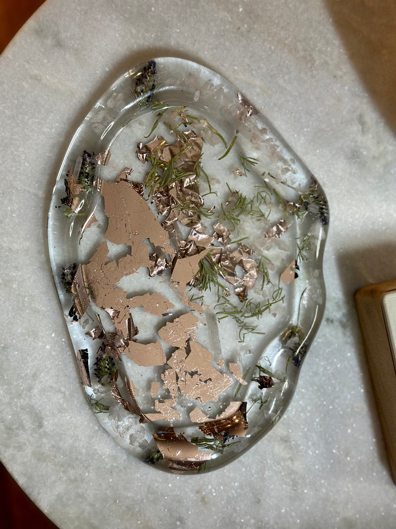 “On the Clouds” Rose Quartz, Selenite & Lavender Tray