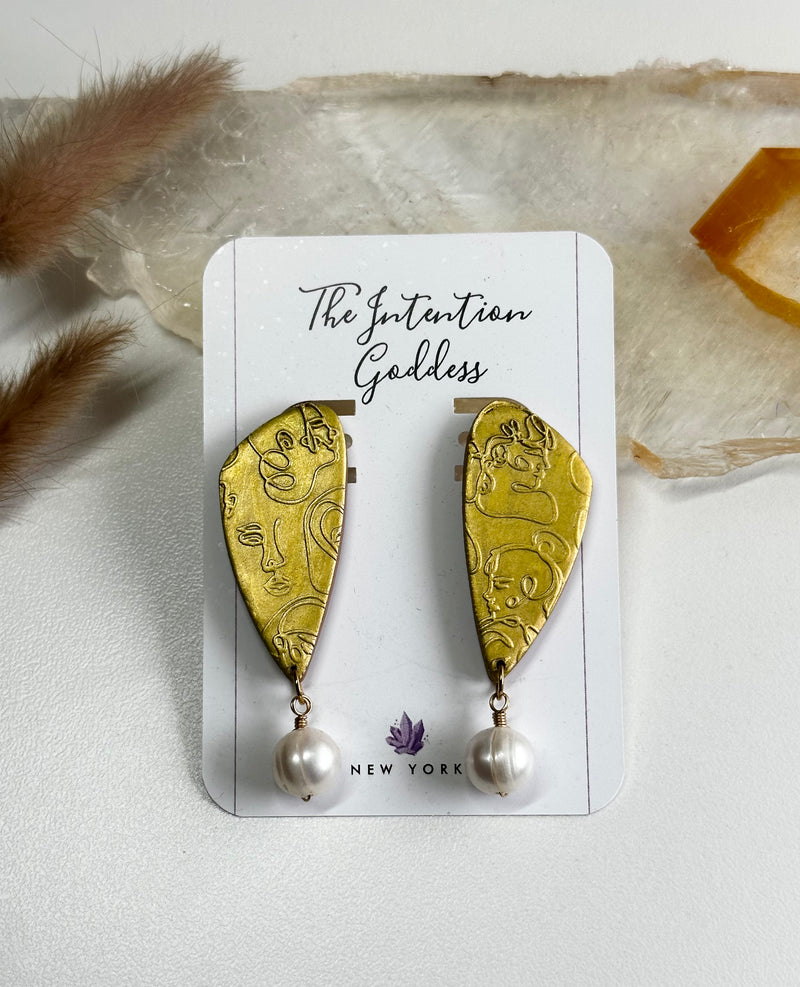 Gold Daggers Polymer Clay Studs with Pearls