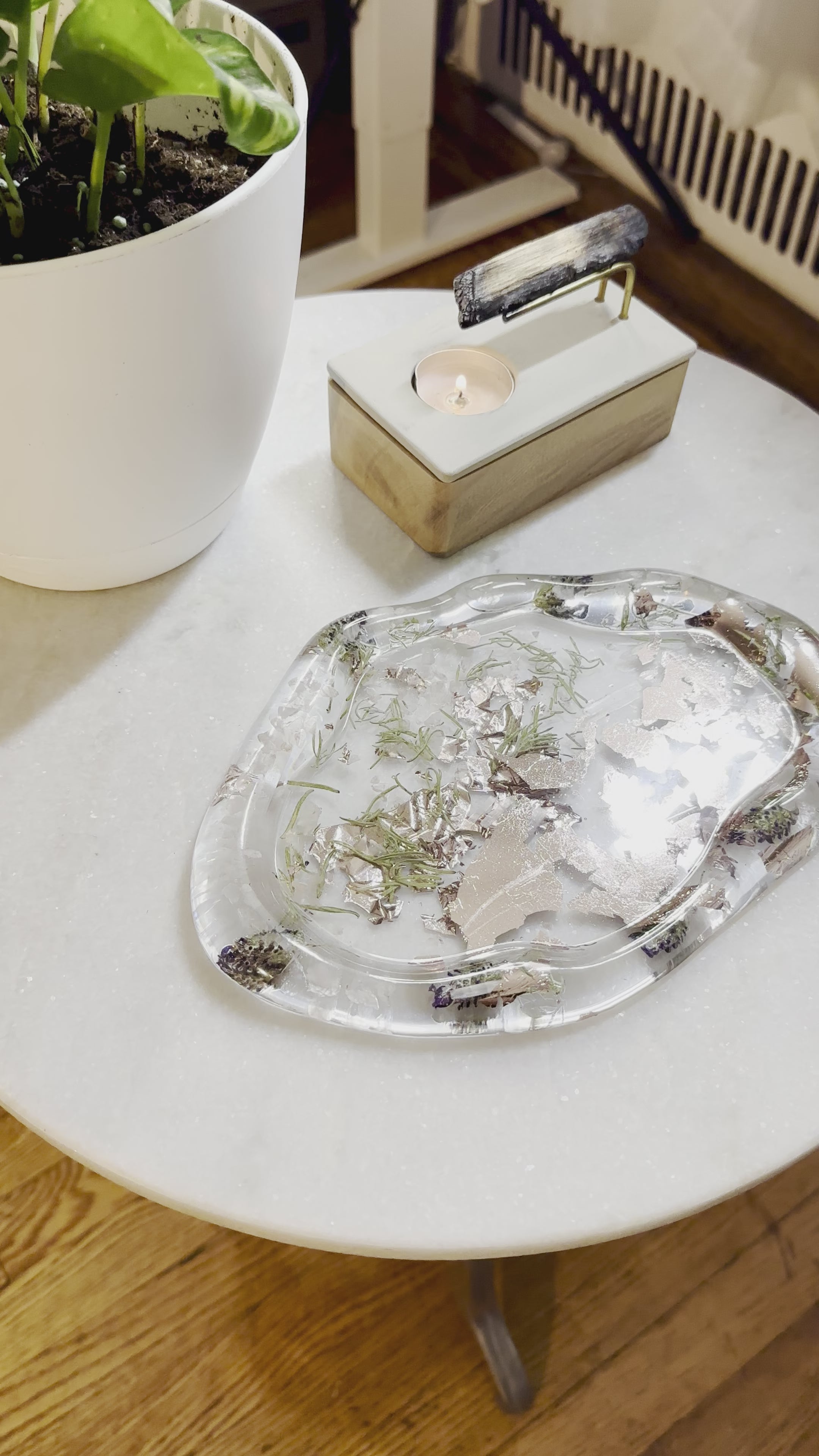 “On the Clouds” Rose Quartz, Selenite & Lavender Tray