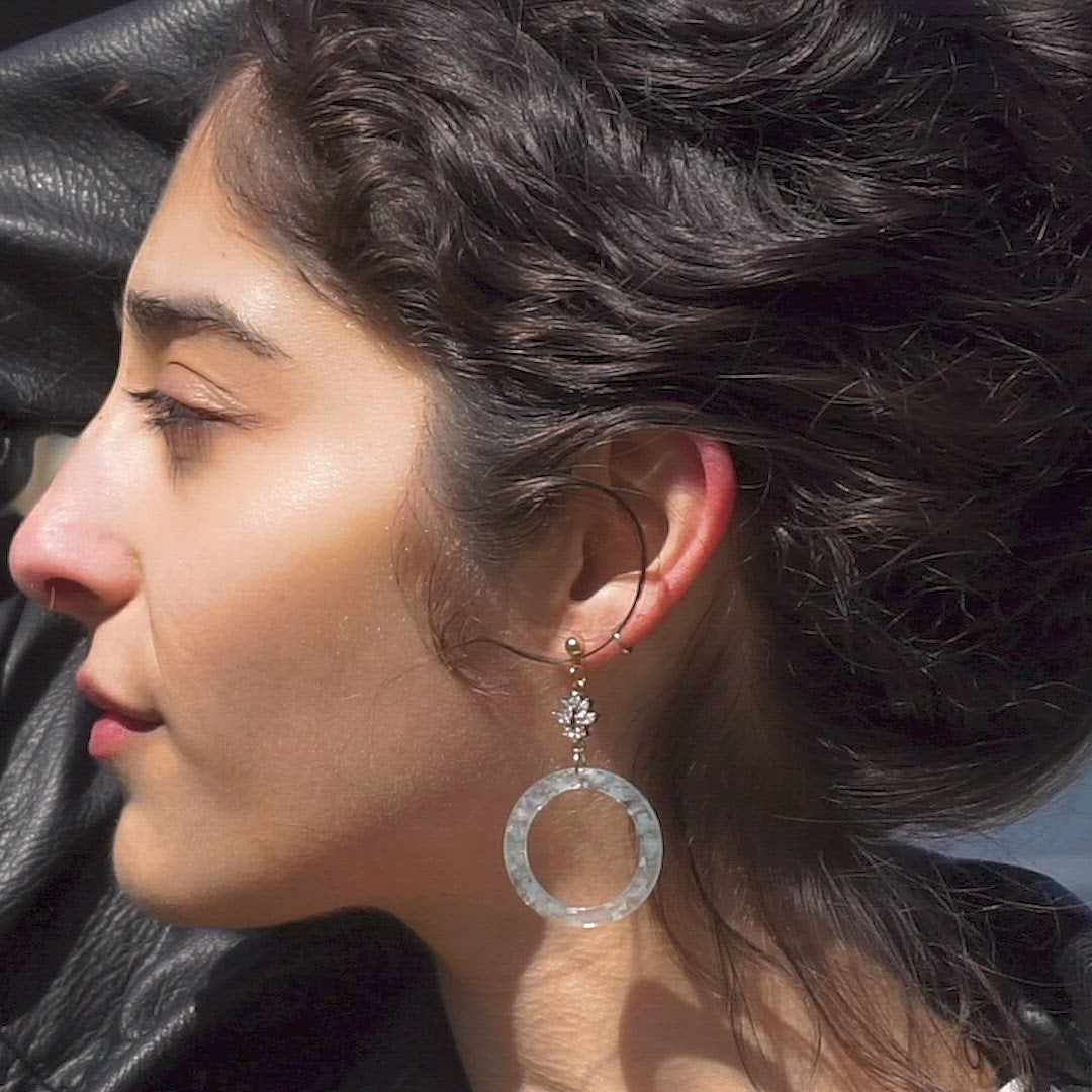 “The Valentina” Aquamarine Hoop Earrings