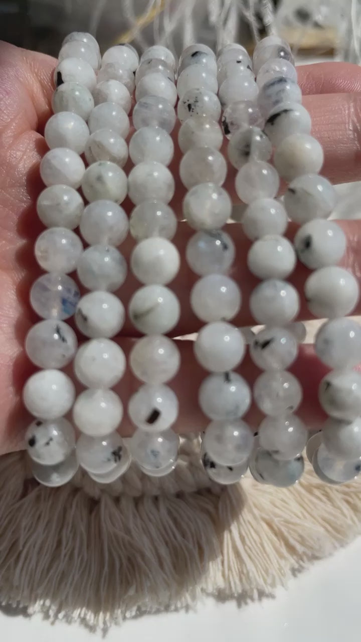 Rainbow Moonstone 6mm- Adjustable Elastic Bracelet