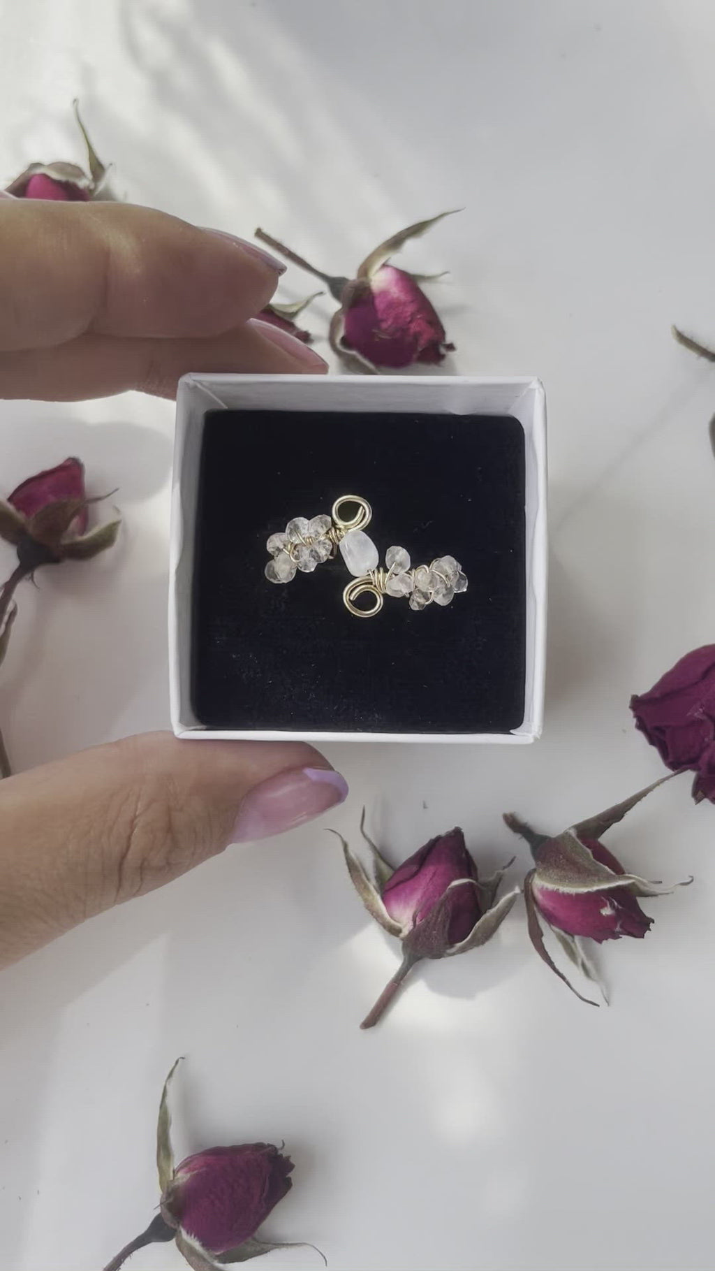 Moonstone & Rose Quartz Gold Filled Wire Ring
