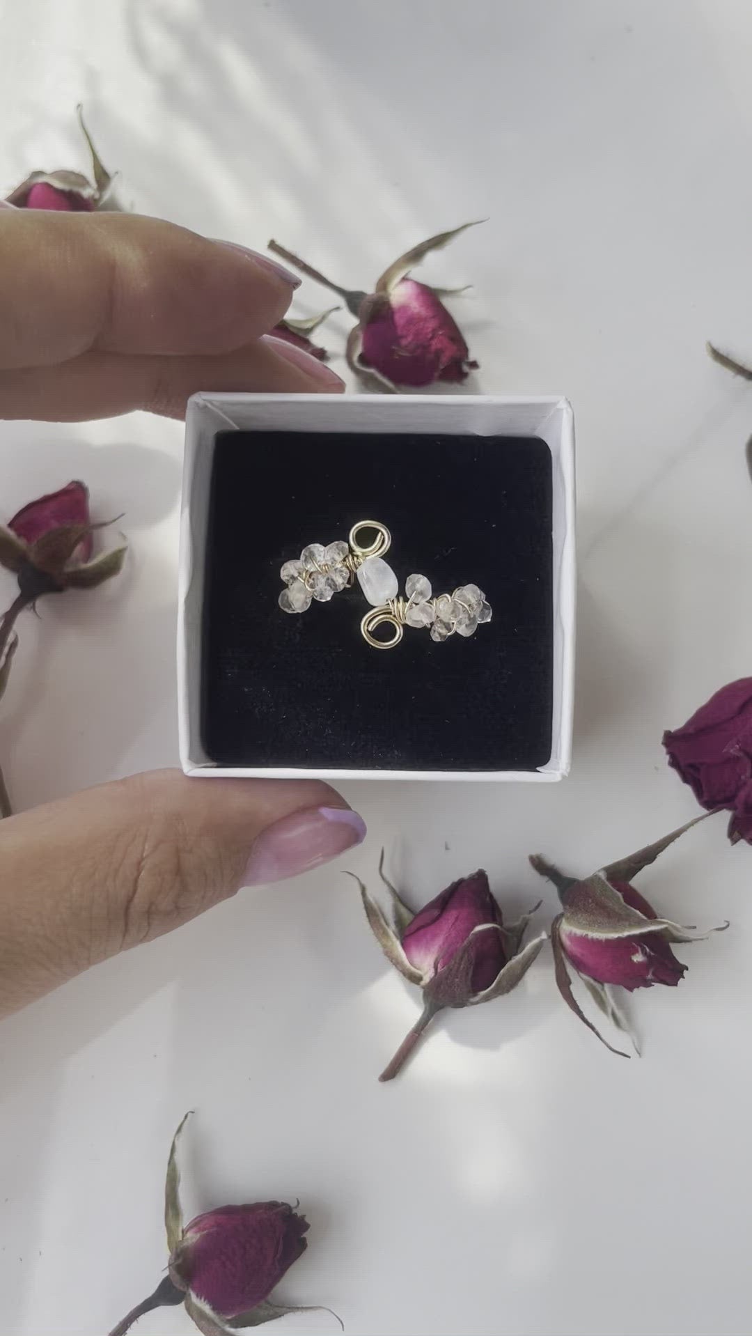Moonstone & Rose Quartz Gold Filled Wire Ring