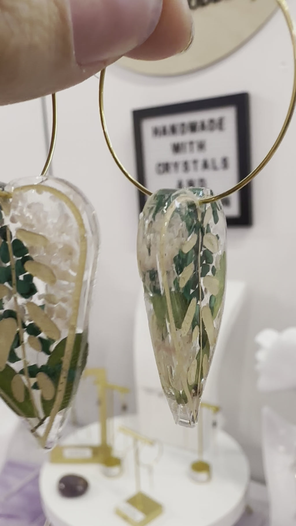 “Leaf Hoop” Malachite & Rhodochrosite Hoops