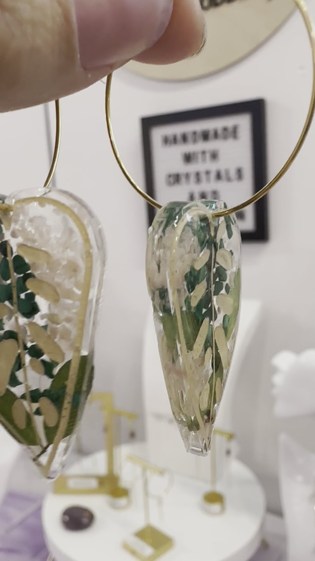 “Leaf Hoop” Malachite & Rhodochrosite Hoops