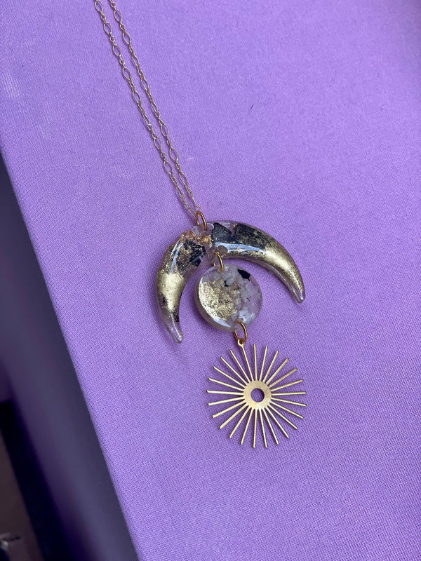 "Balanced Goddess" Shungite, Black Tourmaline and Moonstone Necklace