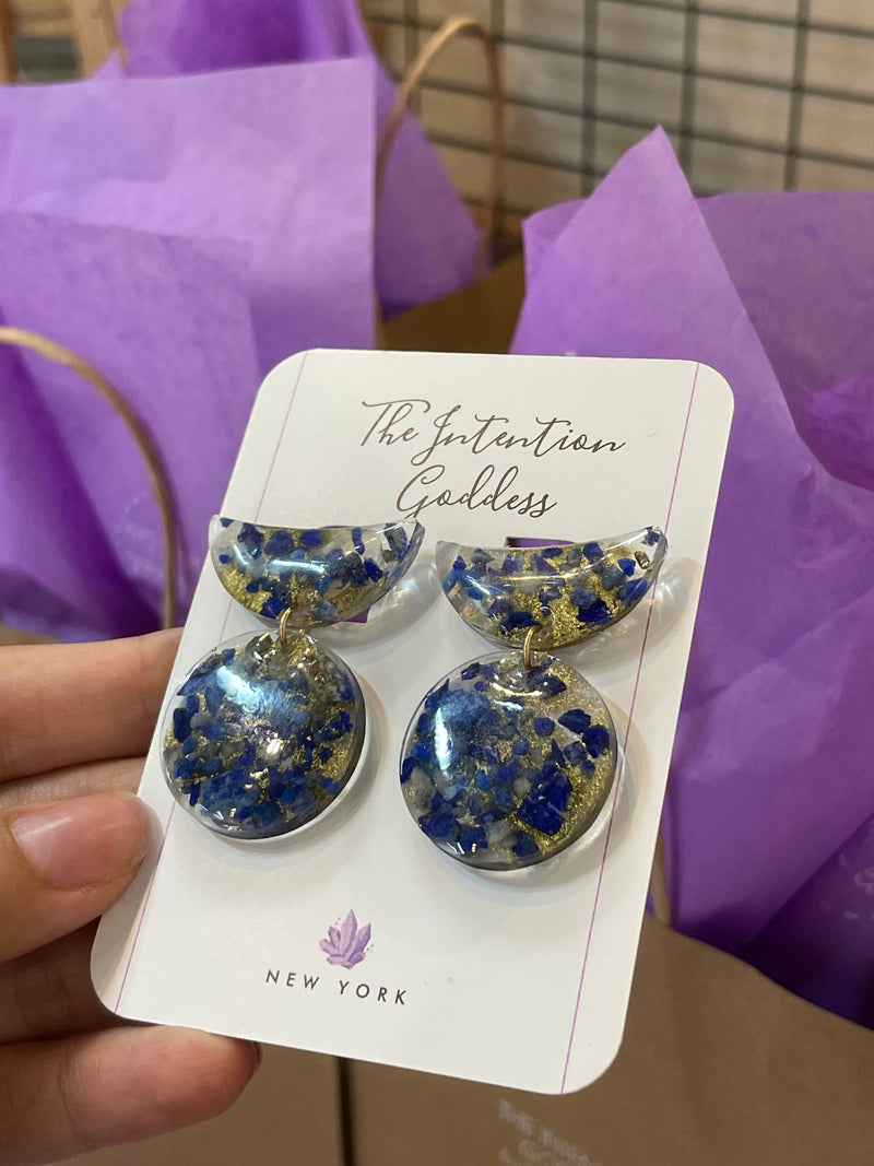 “Moon Cycle" Lapis Lazuli Moon Studs