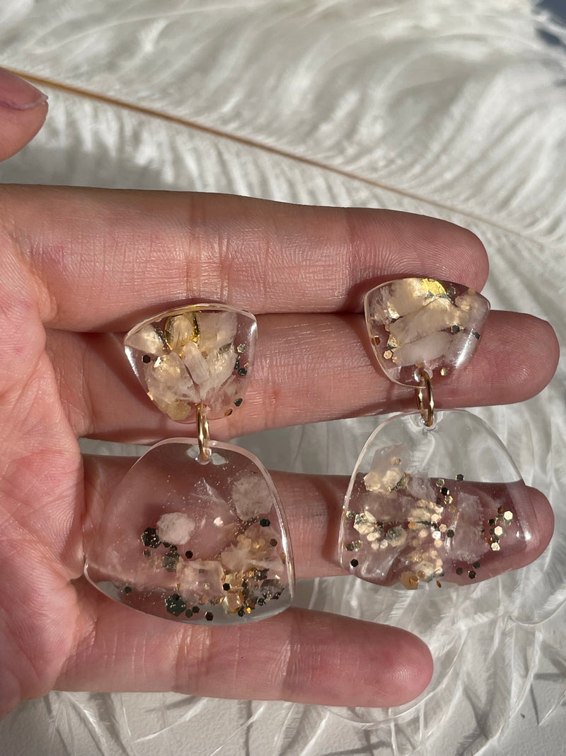 “Goddess of Abundance” Rose Quartz Dangle Studs