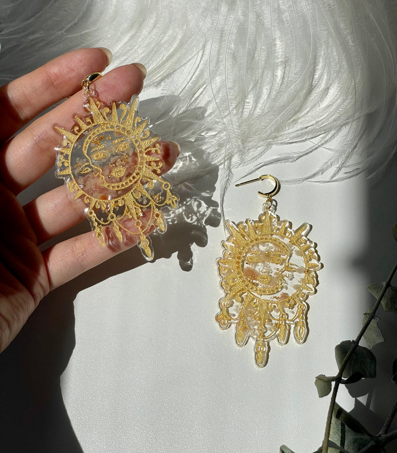 “Sol y Luna" Citrine & Sunstone Earrings
