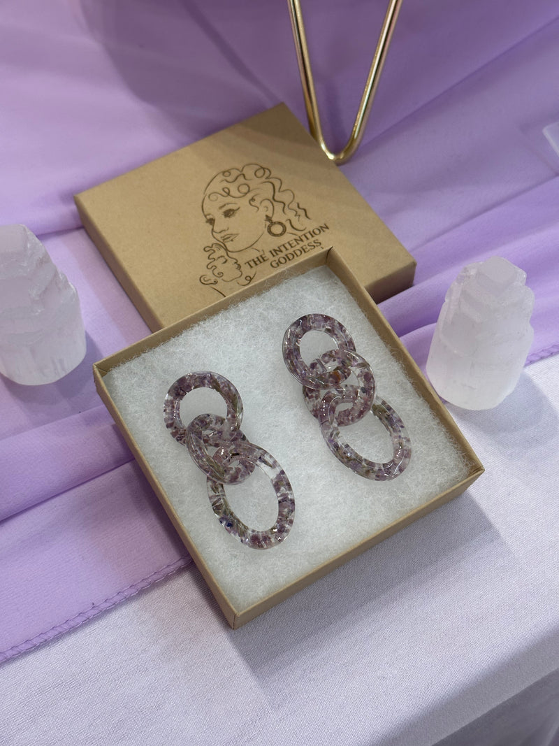 “The Viv” Lepidolite & Dried flowers Studs