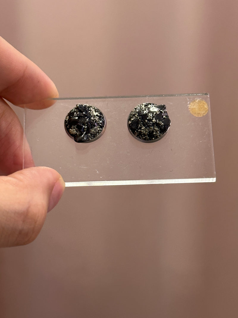 “Rawness” Shungite, Black Tourmaline & Pyrite Studs