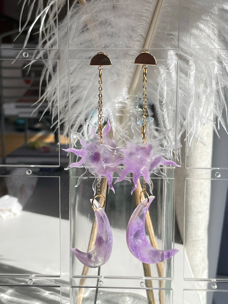 “Celestial Goddess” Purple Amethyst Chain Earrings