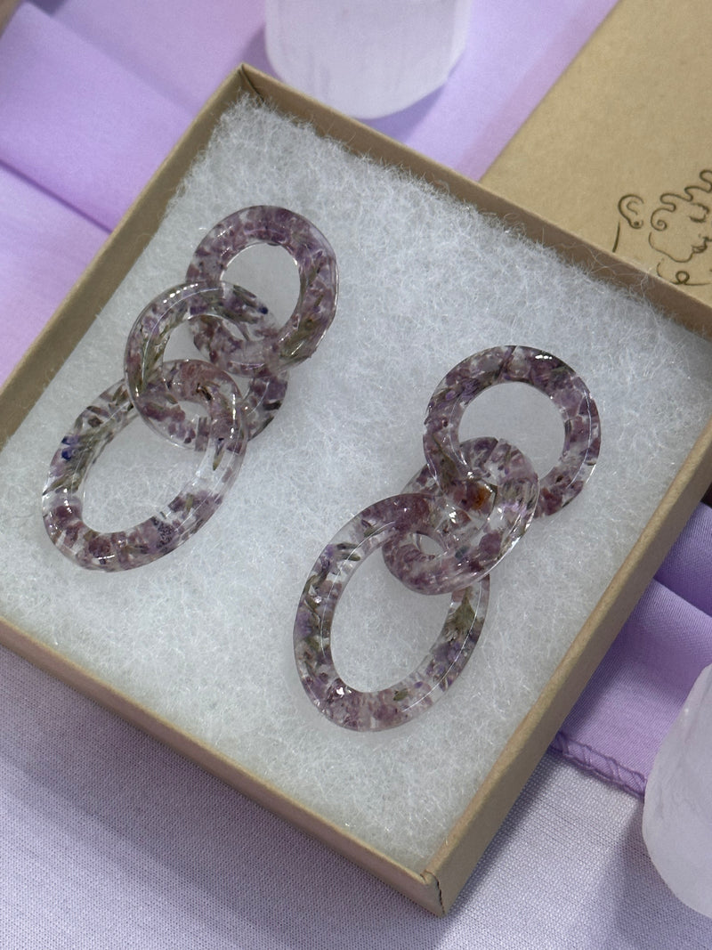 “The Viv” Lepidolite & Dried flowers Studs