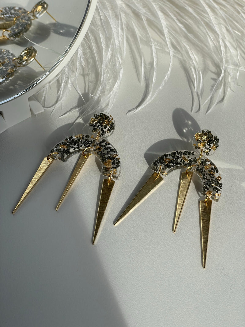 “Dangerous Woman” Pyrite Dangle Studs