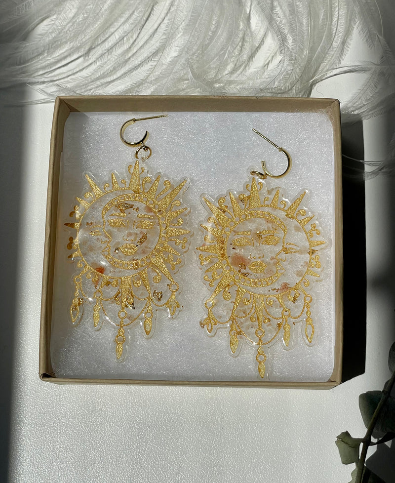 “Sol y Luna" Citrine & Sunstone Earrings