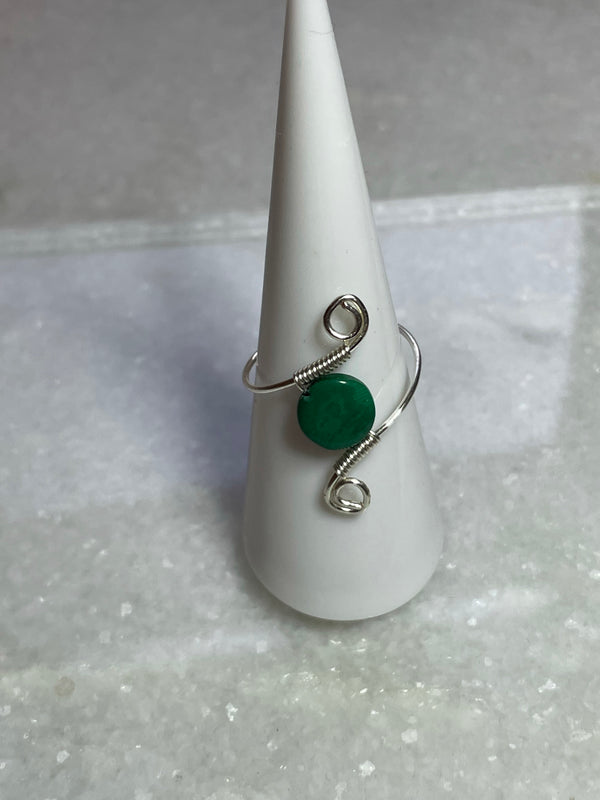 Malachite Sterling Silver Wire Ring