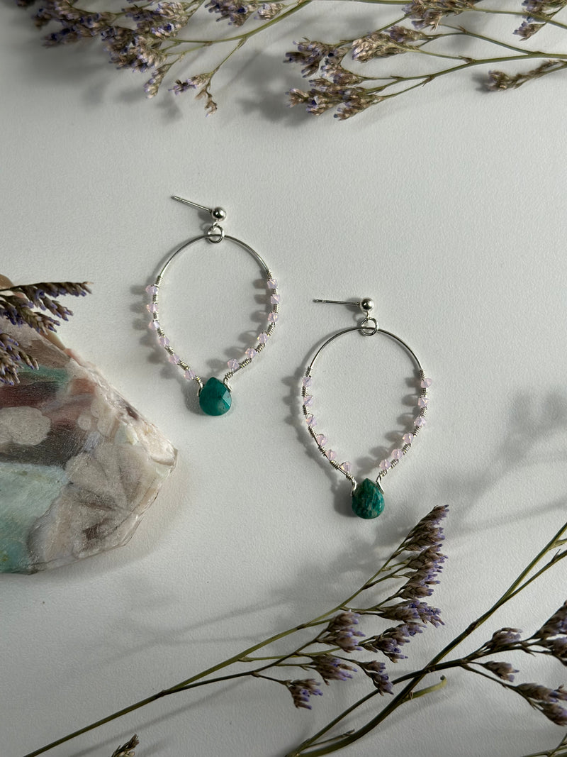 “The Intention Goddess” Amazonite Wire Earrings