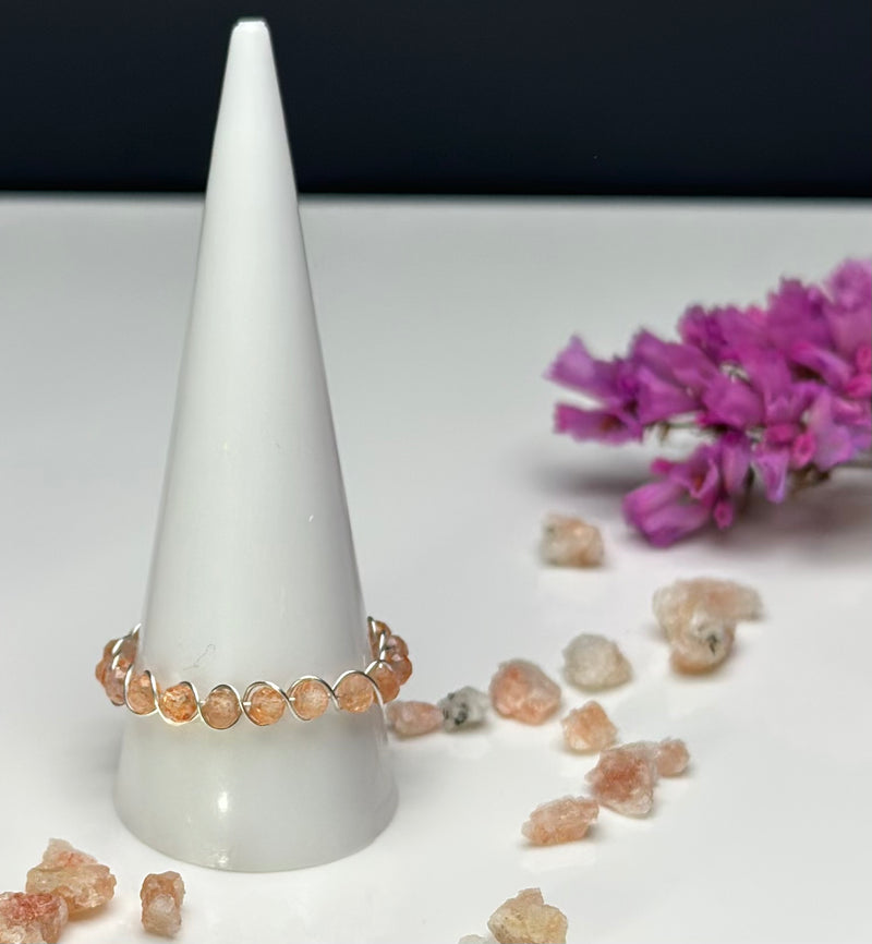 Sunstone Sterling Silver Wire Ring