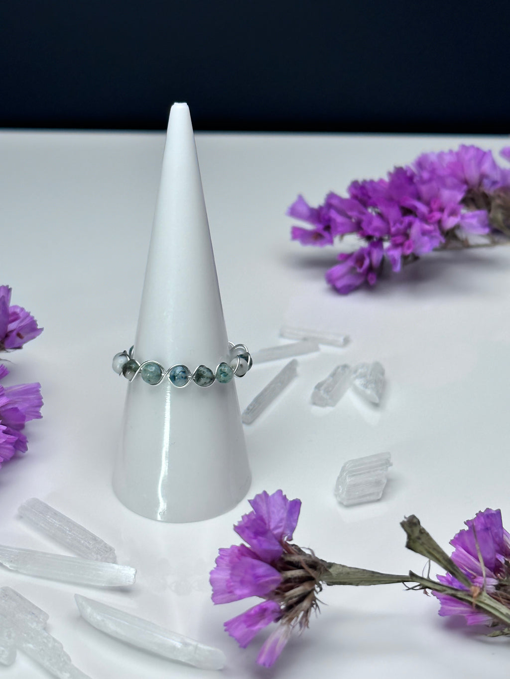 Tree Agate Sterling Silver Wire Ring