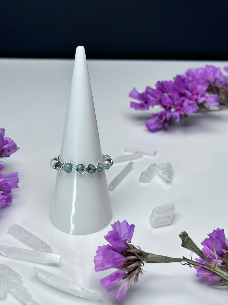 Tree Agate Sterling Silver Wire Ring