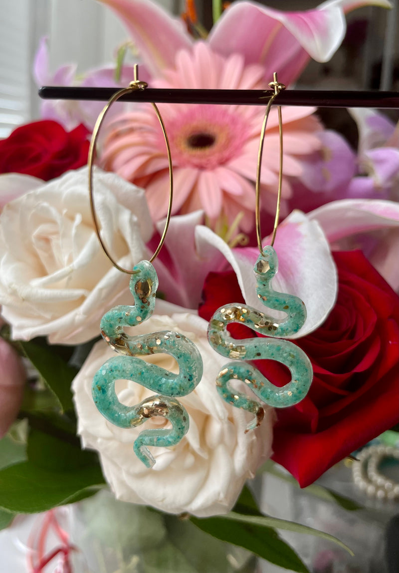 “The Feminine” Chrysocolla Lightweight Snake Hoops