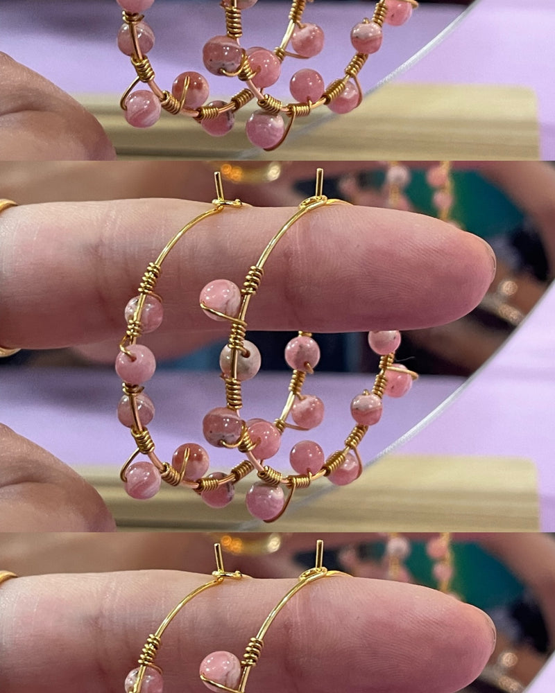 Rhodochrosite Wire Hoops